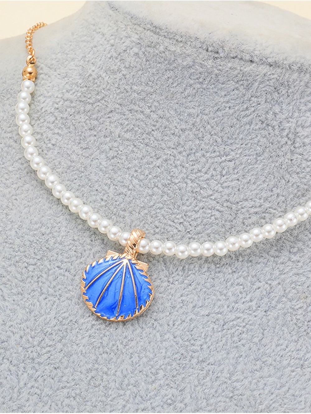 Anthropologie Gold and Blue Shell Pearl Choker